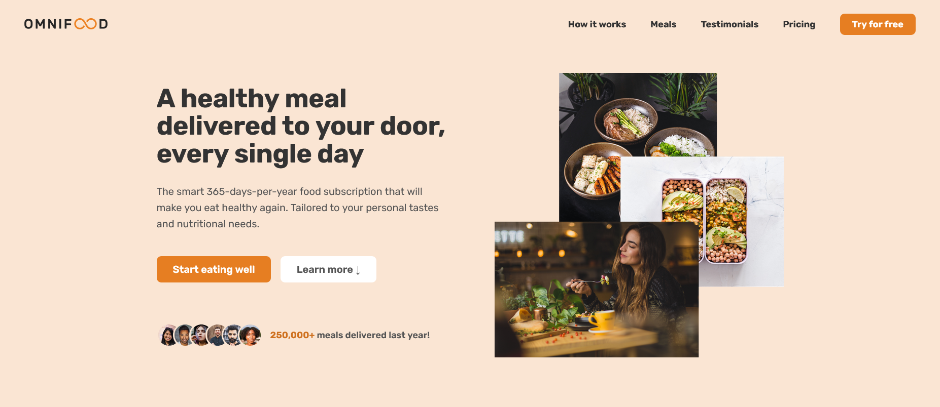 Hero section with headline and customer proof
